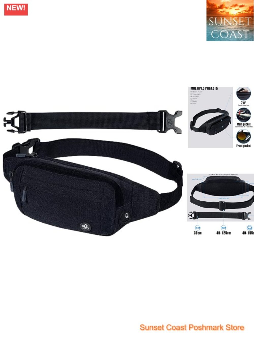 Small Fanny Pack Water Resistant Waist Bag with Headphone Jack